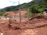 Nam Ngene Suspension bridge under construction