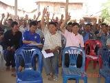 Stake holder meeting for FS presentation in Nam Pouk Irrigation subproject, Houaysay district, Bokeo Province in Jun. 2013